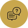 FAQ icon with speech bubble and question mark.