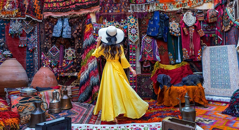 Handmade Turkish rugs at Cappadocia carpet shop