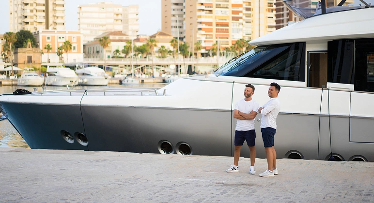 Luxury white and gray modern yacht